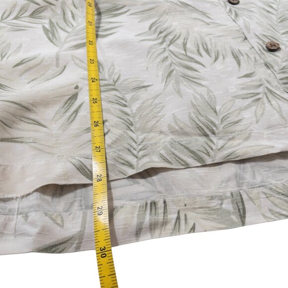Tommy Bahama Beige Green Silk Tropical Print SZ XL Short Sleeve Button Down - Picture 7 of 12